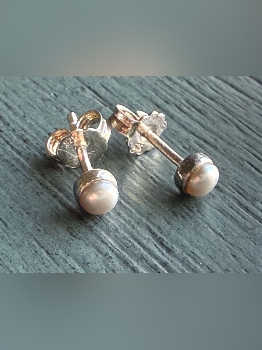 Monica Vinader Mini Pearl Stud Earrings Gray Pearl Sterling Silver